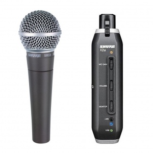 SHURE SM58-X2U динамический кардиоидный вокальный микрофон с XLR-to-USB адаптером