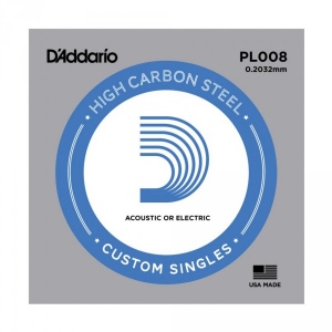 D'Addario PL008 Plain Steel Отдельная струна без обмотки, сталь, .008,