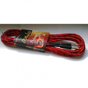 D'Andrea ULCC-15 шнур инструментальный Jack-Jack, 4.5 м, в тканевой оплетке, красный