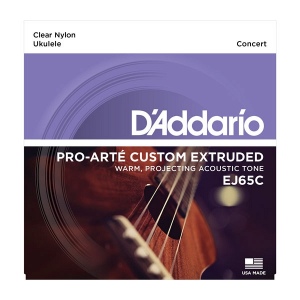 D`ADDARIO EJ65C Комплект струн для концертного укулеле, прозрачный нейлон