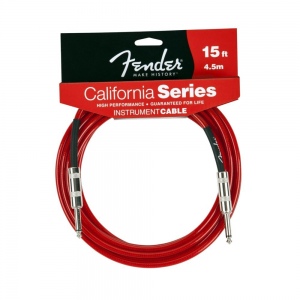 FENDER 15` CALIFORNIA INSTRUMENT CABLE CANDY APPLE RED инструментальный кабель 4,5 метра
