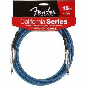 FENDER 15` CALIFORNIA INSTRUMENT CABLE LAKE PLACID BLUE инструментальный кабель 4,5 метра