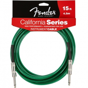 FENDER 15` CALIFORNIA INSTRUMENT CABLE SURF GREEN инструментальный кабель 4,5 метра, цвет зеленый