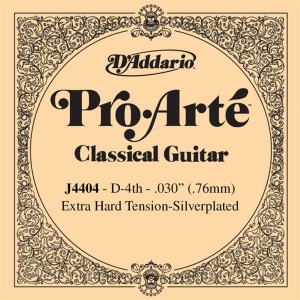 D'Addario J4404 Pro-Arte Отдельная 4-ая струна для классической гитары, посеребренная