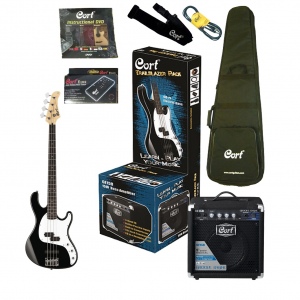 Cort CBP-PJ-BK комплект бас-гитариста: бас-гитара GB-PJ, 4 струны, цвет черный; комбо CM15B