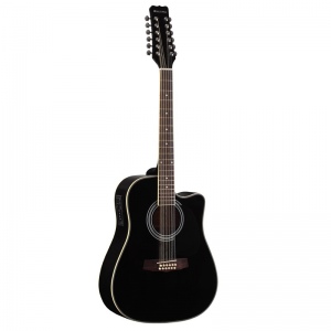 MARTINEZ W-1212CEQ/BK 12-струнная электроакустическая гитара, цвет черный