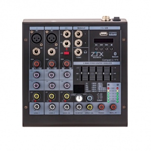 ZTX audio Compact 2.1Fx микшерный пульт 2mono, 1stereo каналы с MP3/DSP/BT