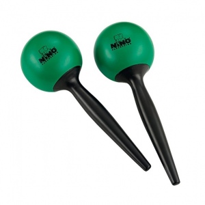 Nino Percussion NINO582GR Маракасы пластиковые, круглые на ручке, зеленые