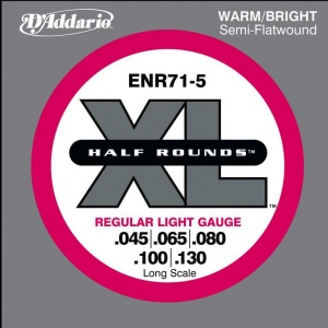 D`ADDARIO ENR71-5 Half Rounds Комплект струн для 5-струнной бас-гитары, Regular Light, 45-130