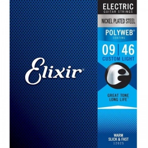 Elixir 12025 POLYWEB Комплект струн для электрогитары, никелированная сталь, Custom Light 9-46