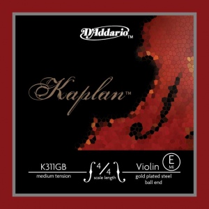D'Addario K311GB-4/4M Kaplan Отдельная струна Е/ми для скрипки 4/4, позолочоченная, ср. натяж, шарик