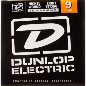 Dunlop DEN0965 Комплект струн для 8-струнной электрогитары, никелированные, Light, 9-65