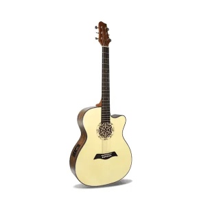 Smiger LG-07-EQ электроакустическая гитара с вырезом и фигурной резной розеткой, размер 4/4, корпус 