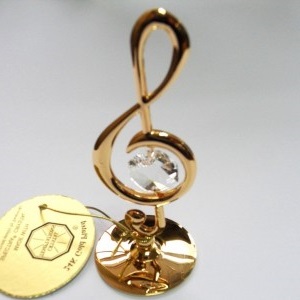 Сувенир "скрипичный ключ" U-4496  с кристалами Swarovski (золото)