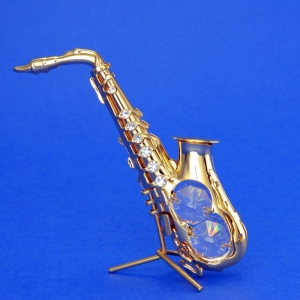 Сувенир U-4390 "Саксофон" сувенир с кристаллами Swarovski (золото)