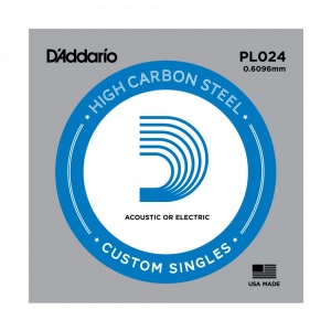 D'Addario PL024 Plain Steel Отдельная струна без обмотки, сталь, .024