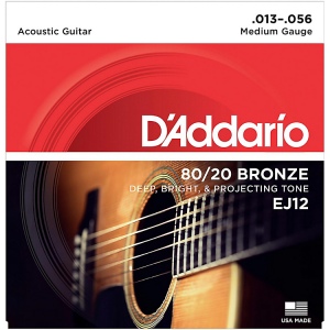 D`ADDARIO EJ12 струны для акустической гитары бронза 80\20, Medium 13-56.