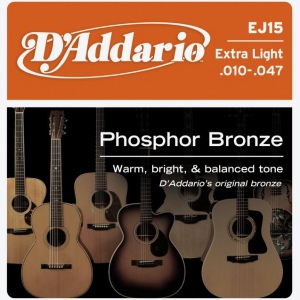 D`ADDARIO EJ15 струны для акустической гитары, фосфор/бронза  Extra Light 10-47