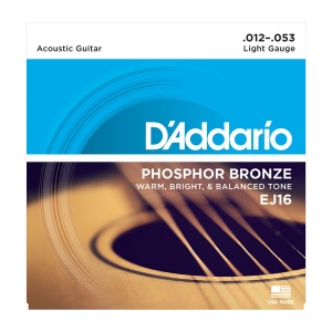 D`ADDARIO EJ16 струны для акустической гитары фосфор\бронза, 12-53