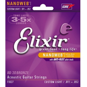 Elixir 11027 NANOWEB  струны для акустич.гитар 11-52
