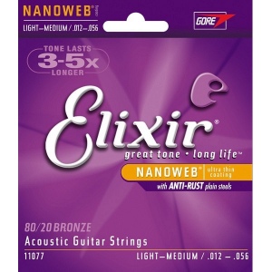 Elixir 11077 NanoWeb  струны для акустической гитары 12-56