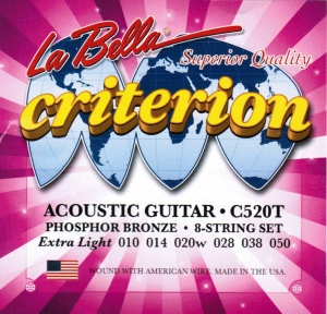 La Bella C520T Criterion Extra Light Комплект струн для акустической гитары. Верхние струны - сталь,
