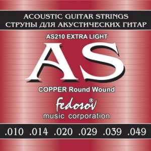 Fedosov AS210 комплект струн для акустической гитары, медь, 10-49