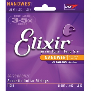 Elixir 11052 Комплект струн для акустической гитары, Light, бронза 12-53