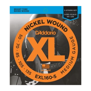 D`ADDARIO EXL160-5XL NICKEL WOUND Струны для 5-струнной бас-гитары 5-string Long Medium 50-135