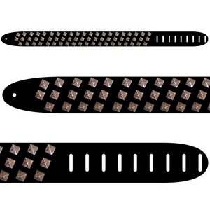 Perri's P25STUD-215 - Кожаный ремень с клёпками Heavy Metal (2,5") для гитары (чёрный)