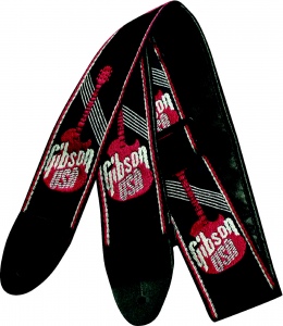 GIBSON ASGG-600 WOVEN STYLE 2` STRAP W/GIBSON LOGO RED Ремень для гитары с красным лого, ширина 5 см