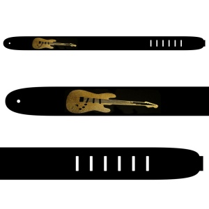 Perri`s P25E-168 - Кожаный ремень (2,5") для гитары (золотая эл.гитара)
