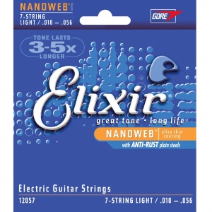 Elixir 12057 NANOWEB Комплект струн для 7-струнной электрогитары 10-56