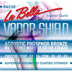 La Bella VSA1152 Vapor Shield Комплект струн для акустической гитары, фосф.бронза, 11-52