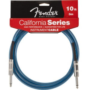 FENDER 10` CALIFORNIA CABLE LAKE PLACID BLUE инструментальный кабель, 3 м