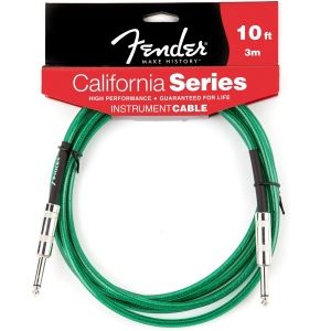 FENDER 10` CALIFORNIA CABLE SURF GREEN инструментальный кабель, 3 м, бескислородная медь