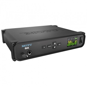 MOTU 8A AVB/Thunderbolt/USB3 аудио интерфейс, 24бит/192кГц, ESS Sabre32 Ultra, 160×128 точек RGB LCD