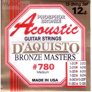 D`Aquisto #780/M cтруны для акустической 12-ти струнной гитары, 12-30+12-52, фосфор-бронза