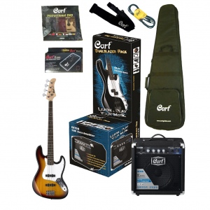Cort CBP-PJ-2T комплект бас-гитариста: бас-гитара GB-PJ, 4 струны, цвет двухцветный санберст; комбо 
