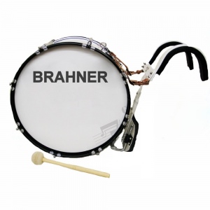 BRAHNER MBD-2612H/WH БАС-барабан (маршевый), размер 26"x12", цвет - БЕЛЫЙ, наплечный держатель