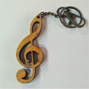 Rin HY-B008 Брелок сувенирный скрипичный ключ, дерево