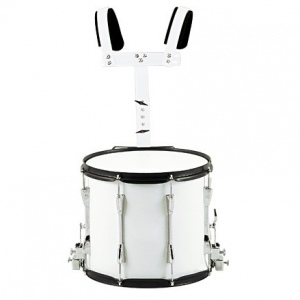 AP Percussion MP-1412 Маршевый барабан малый 14"х12" белый, черная фурнитура с держателем, палочки