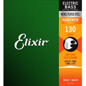 Elixir 15430 NANOWEB отдельная 5 струна для бас-гитары. Light B 130