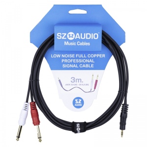 SZ-AUDIO Jack 3,5 - 2X 6,3 3m Аудио кабель Y-типа. Длина 3 м.