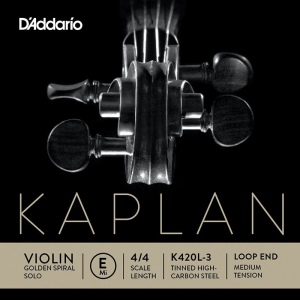 D'Addario K420L-3 Kaplan Golden Spiral Solo Отдельная струна E/Ми, скрипич разм.4/4,сред натяж,петля