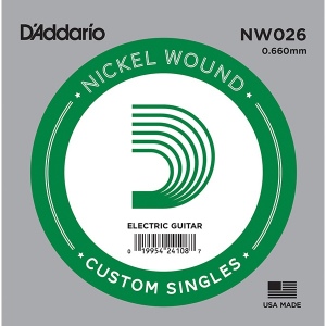 D`Addario NW026 Nickel Wound Отдельная струна для электрогитары, никелированная, .026