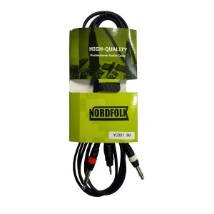 NordFolk YC001 3M кабель Minijack stereo - 2 x Jack mono, литые разъёмы, 3 м