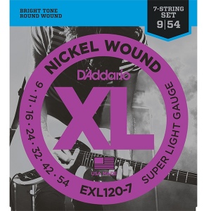 D`ADDARIO EXL120-7 XL NICKEL WOUND Струны для 7-струнной электрогитары Super Light 7-String 9-52