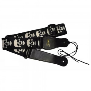 Smiger PE-A19-BLK Гитарный ремень, материал нейлон, кожаные наконечники, регулировка длины, принт