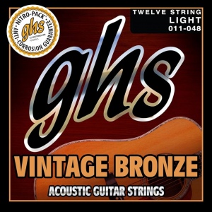 GHS VN-12L VINTAGE BRONZE струны для 12-стр. акустич. гитары, натяжение Light